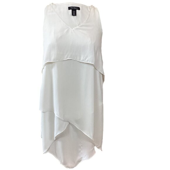 WHBM/White House Black Market Petal Back Tiered Tunic Sz XXS Crema White 254C - Picture 1 of 11